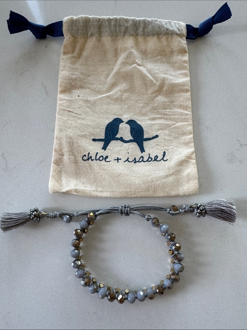 Chloe + Isabel Gray and Bronze Faceted Bead Adjustable Bracelet NWT
